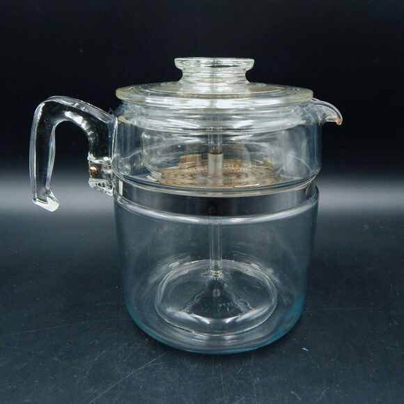 Pyrex Glass Coffee Pot Flameware StoveTop 6-9 Cup Percolator Complete #7759-B - Picture 1 of 16